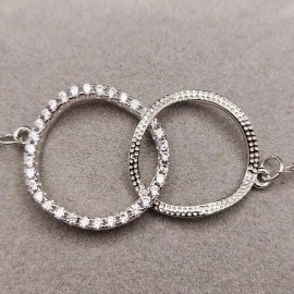 Unbranded 925 Sterling Silver, Dainty Interlocking Circles Design Bracelet for Women