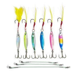 6-Piece 7g Fishing Lure Set, Metal Bait, Sea Spinner, with 6 High-Strength Fishing Lure Leaders for Pike, Carp, Trout, Bass, Catfish and Mandarin Fish