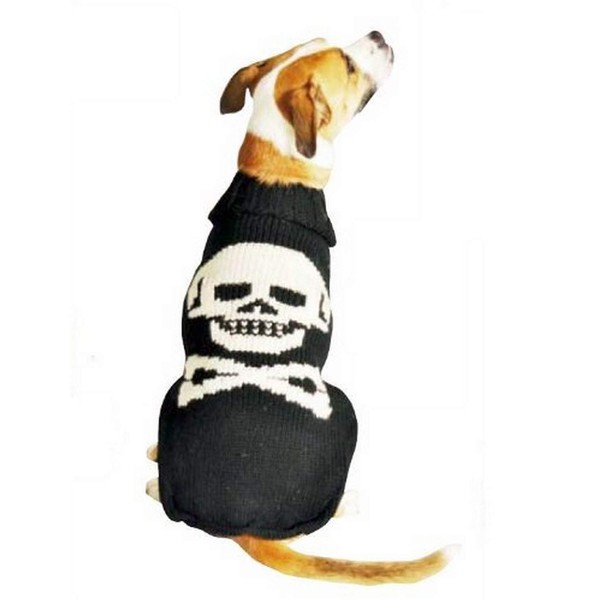 Chilly Dog Black Skull Dog Sweater, Medium