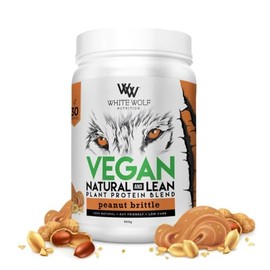 WHITE WOLF NUTRITION Natural & Lean Vegan Protein Blend 900G, PEANUT BRITTLE