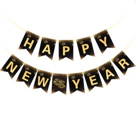 Tudniky New Year Banner, Glitter Happy New Year Banner 2025, New Year Eve Party Decorations Supplies.