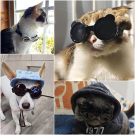 Enjoying Cat Goggles, Cat Sunglasses UV Protection, Pet Goggles for Cats XS to Small Dogs, Outdoor Kitty Puppy Eye Protection, Adjustable Straps, Black