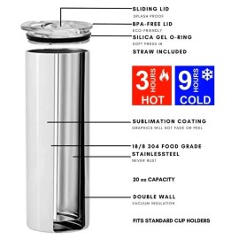 Unbranded Highland Cow Sunflower Hylander Cow Tumbler Skinny 20oz Tumbler W/ Lid Insulated