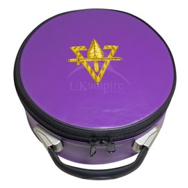UK EMPIRE GROUP Cryptic Masonic Royal and Select Master Crown Cap Case Purple, Hand Embroidered Emblem | Freemason Carrying Hat Box