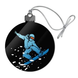 Snowboarder on Black Acrylic Christmas Tree Holiday Ornament