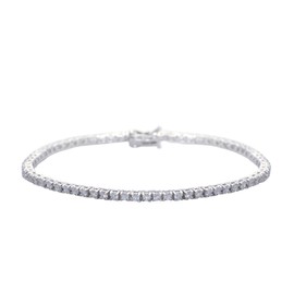 Silverly Women's .925 Sterling Silver 2 mm Cubic Zirconia Round Prong Thin Tennis Bracelet, 18 cm
