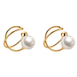 AXLUCE Earrings, Women's, 925 Silver, Ear Cuff, Hypoallergenic, Pearl, Silver Sterling Silver Stainless Steel