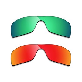 Alphax 2 Pair Polarized Replacement Lenses for Oakley Batwolf OO9101 Sunglasses- Red+Green