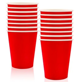 MORAINJAY 16Pcs Party Cups,Red Paper Cup for Birthday,9oz/250ml Birthday Cups Party Tableware,Solid Color Table Decors for Party,Wedding,Picnic,Red Party Supplies for 16 Guests