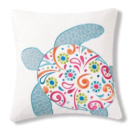 C&F Home St. Kitts Colorful Coastal Beach Sea Turtle Embroidered Decorative Accent Throw Pillow Cover with Insert for Couch Sofa Chair or Coordinate with Bedding in Bedroom 18" x 18" Aqua