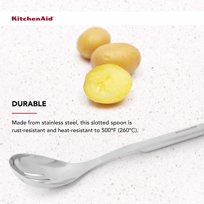 KitchenAid Premium Slotted Spoon with Hang Hook, 13.3-Inch, Stainless Steel