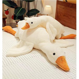 Bacmaze Goose Stuffed Animal Plush Pillow Big Duck Plushies Doll Cute Toy Goose Plush Xmas Gifts 20'' (35.4inch, White Goose)