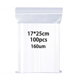 huruirui Ziplock Bags Zip Bags 17 x 25 cm 160 μm Thick Resealable Transparent Plastic Bags Small Sealing Bag Zip Bag Small Ziplock Plastic Bags