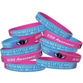 Fight Like a Girl Heaven Needed a Little Angel SIDS Pulsera de concienciación 10 unidades, Rosa, azul claro., Unisex