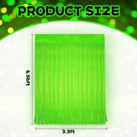 2 Pack Glow in The Dark Curtains Party Supplies 6.6 x 3.3 Ft Glow Tinsel Foil Fringe Curtains Photo Booth Prop Backdrop Streamer for Birthday Holiday Neon Party Decorations