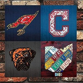 Cuixue Cleveland Sports Fan Recycled Vintage Ohio Vintage Retro Metal Wall Decor Art Shop Man Cave Bar Garage 12"x12" Sign