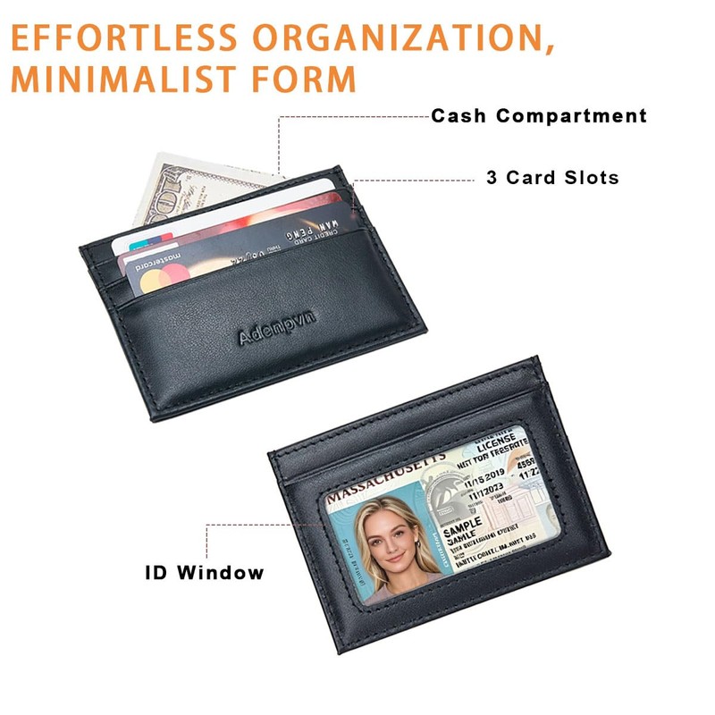 Adenpvn Leather credit card holder Minimalist Slim Front Pocket Wallet
