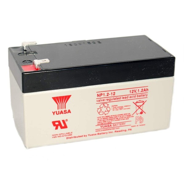 Yuasa NP1.2-12 12V/1.2AH Sealed Lead Acid Battery with F1 Terminal
