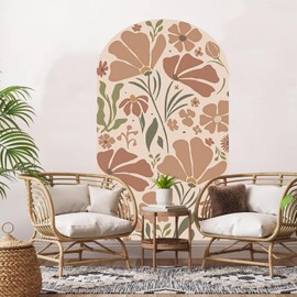 TOARTI Bohemian Floral Arch Wall Sticker, Peel and Stick Floral Wallpaper, Arch Wall Sticker for Girls Children's Room