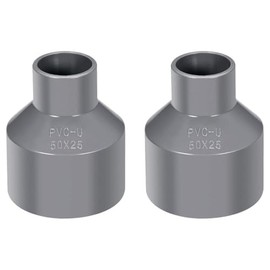 TOP-VIGOR 2Pcs PVC DWV Reducing Coupling, 25mm x 50mm Socket Pipe Fitting Adapter Connector, Duct Reducer Pipe Fitting for Water Supplies Build, Gray
