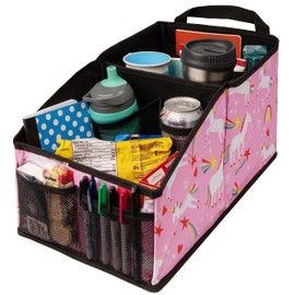 Lusso Gear Car Seat Organizer for Front or Backseat - Great for Adults & Kids, Features 9 Storage Compartments for Toys, Magazines, Tissues, Maps, Books, Documents, Games & More (Unicorns)