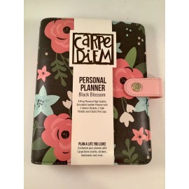 Carpe Diem NEW Carpe Diem Personal Planner Black Blossom Bloom 6 Ring Blush Pink Interior