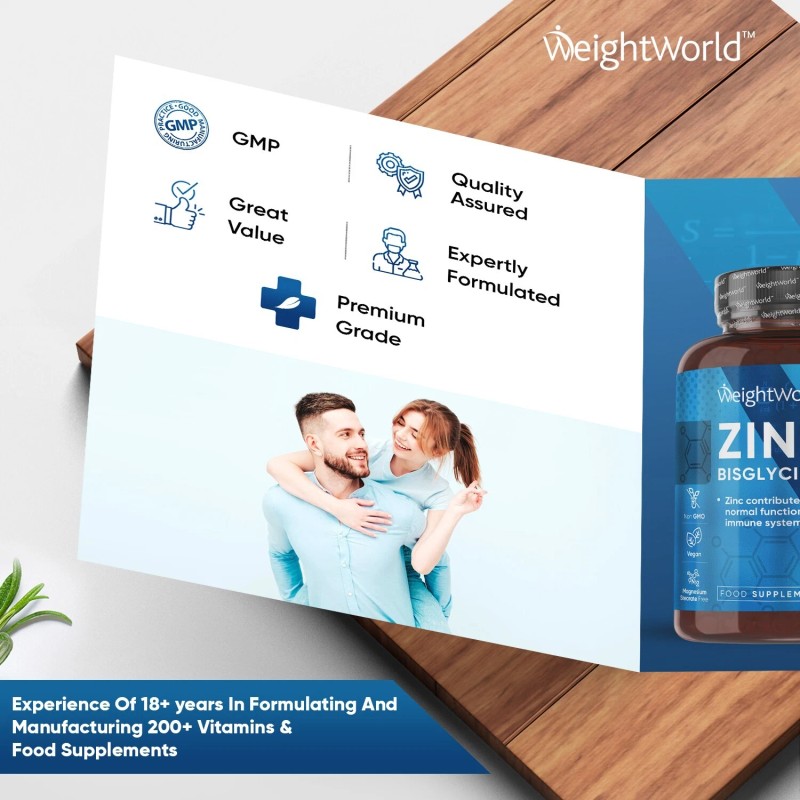 WeightWorld Zinc Bisglycinate - 400 50mg tablets - Hair skin
