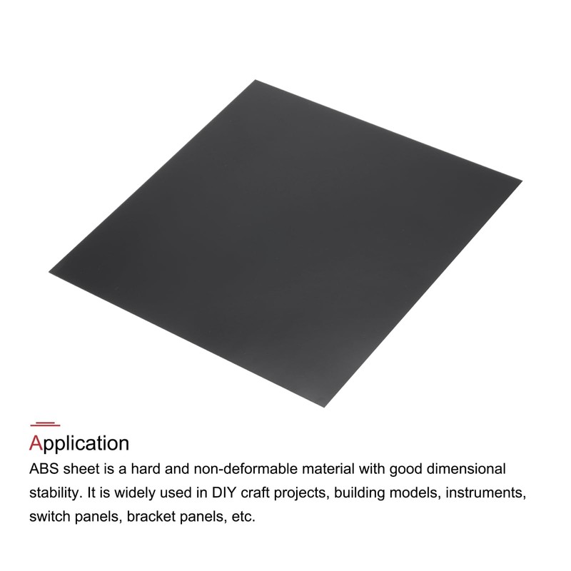 sourcing map Black ABS Plastic Sheet 8 x 8 x