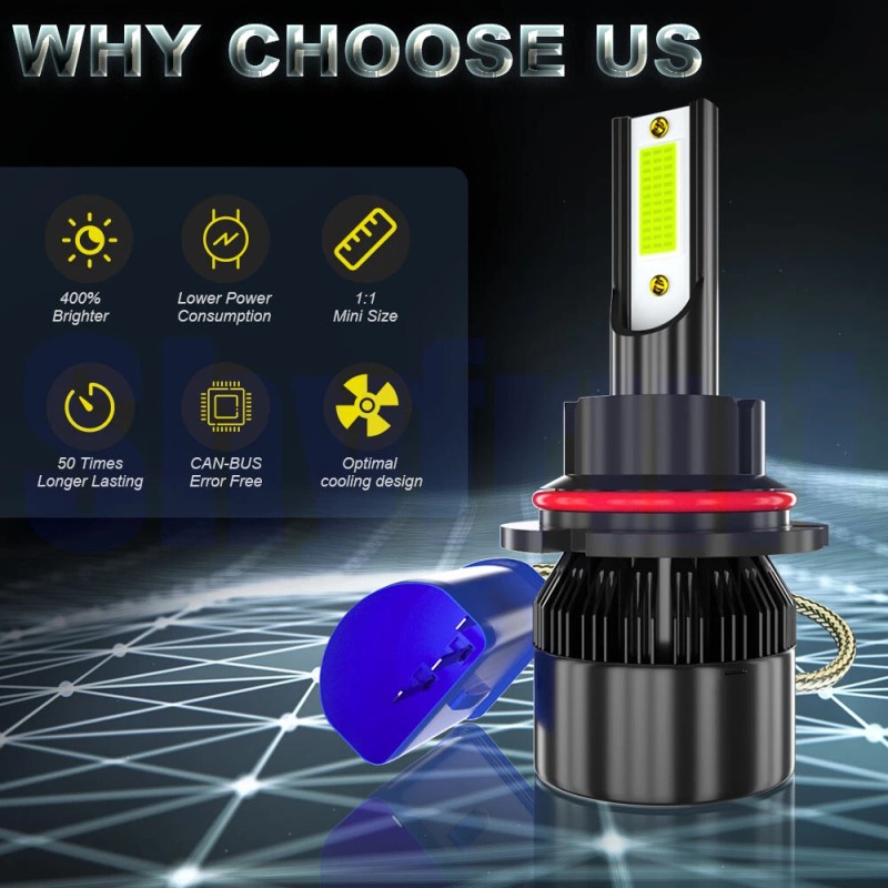 AQJ Pair 2-sides 9007 LED Headlight Bulbs Kit 8K Ice