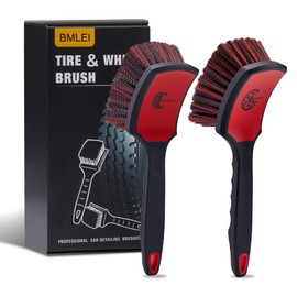 BMLEI Wheel & Tire Brush Set, 2 Pack Car Wheel Brush & Tire Cleaner Brushes, Soft Bristle Rim Brush and Stiff Tire Scrub Brush, Scratch-Free Wheel Cleaning Kit for Car Detailing, Trucks, SUVs