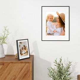 Marsmiles 8x10 Metal Picture Frame, Display 5x7 Pictures with Mat or 8x10 without Mat, Aluminum Photo Frame Plexiglass Cover with Stand for Tabletop Wall Display Home Office Gallery, Black, 3 Pack