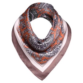 Basic Sense Paisley Satin Square Scarf Head Wrap Scarves, Brown