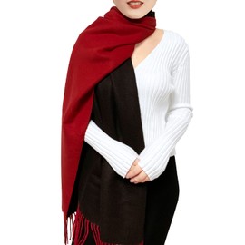 ehsbuy Cashmere Scarfs For Women Soft Pashmina Shawls And Wraps Reversible Long Large Winter Warm Thick Ladies Scarves With Tassel For Weddings Womens Gifts (Red & Black)
