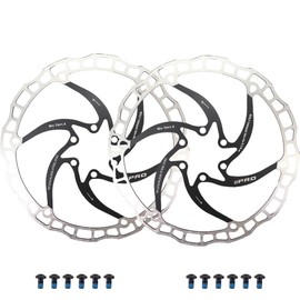 DJC Bike Brake Disc Rotor 2pcs MTB Brake Disc 160mm 180mm with 6 bolts Road Bike MTB BMX e scooter Steel Brake Disc (2pcs black, 180mm)