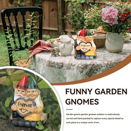 Cyrank Garden Gnome Couple in Love Collectable Mr and Mrs Gnome Couple Statue for Patio Garden Lawn, Garden Gnomes Lovers, Garden Statues and Sculptures Figure Ornament Decoration, Garden Decoration