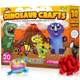 Craftikit® 20 Award-Winning Dinosaur Crafts for Kids - All-Inclusive Fun Dinosaur Crafts for Kids Ages 3-10 - Organized Toddler Craft Kit