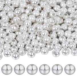 COGCHARGER 10pcs 6mm 925 Sterling Silver Beads Sterling Silver spacer Beads Smooth Round Silver Beads for Jewelry Making