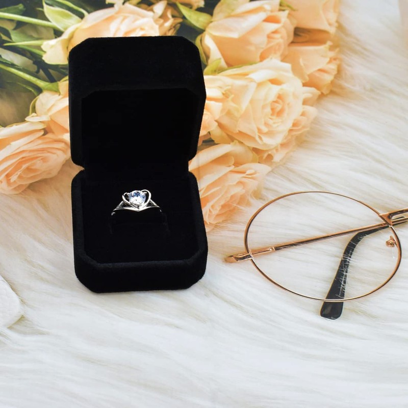 Syolee Ring Box Velvet Jewellery Gift Boxes Earring Storage Case