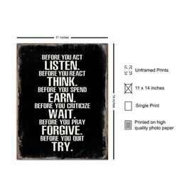 Motivational Quotes Art 11x14 - positive Wall Decor - Inspiring Gifts - Inspirational Wall Art - Encouraging Quotes, Sayings - Office Decor - Home Decor - Inspirational Quotes Wall Art - Unframed