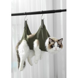 Cat Grooming Hammock Harness for Small Dogs,Pet Hammock Restraint Bag,Dog Grooming Sling for Trimming Nail and Ear/Eye Care (Green, M)