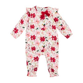 Mud Pie Baby Girl Bodysuit, Poinsettia. 3-6 Months