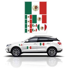 Y&C TENCOB Mexican Flag Sticker,Mexico Mexican Flag Car Decal Window Bumper Sticker, 3 Sheets Mexico Flag Sticker in Multiple Sizes Waterproof Sticker(11.7x8.3 Inches)(Mexico)