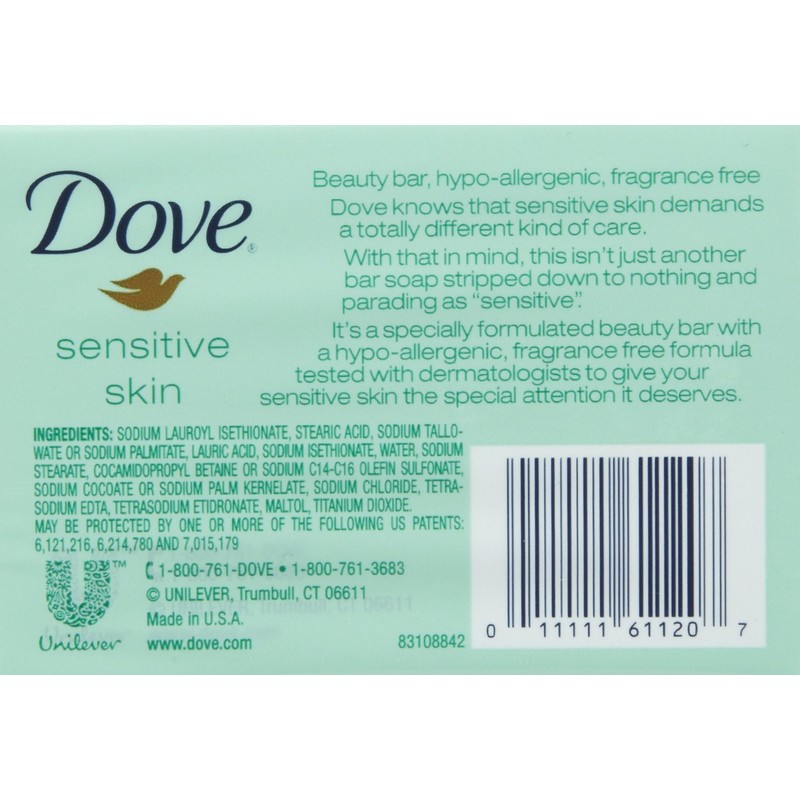Dove Sensitive Skin Unscented Hypo-Allergenic Beauty Bar 4 oz, 2