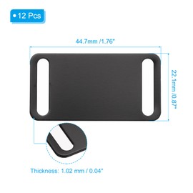 PATIKIL 1.76 Inch Engraving Metal Blanks, 12pcs Rectangular Label Stamping Blank with Long Holes Laser Engraving Blank Tags for Pets Tags DIY Craft Decoration, Black