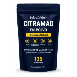 Citrato de Magnesio en Polvo 500 gramos | Con Colágeno Hidrolizado | 135 Porciones | Salud&Vida