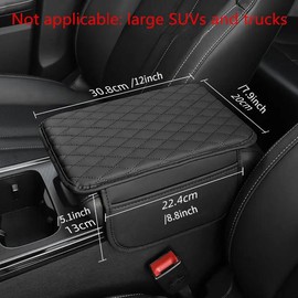 Car Armrest Pad with Side Storage Bag, PU Leather Armrest Box Pad, Universal Car Interior Accessories for Daily Use