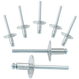 Marvexi 100 Pcs Aluminum Blind Rivet 3/16" x 3/8" Large Flange Pop Rivets, 5/8" Flange Diameter, Aluminum Blind Rivets 3/16" Diameter x 3/8" Grip