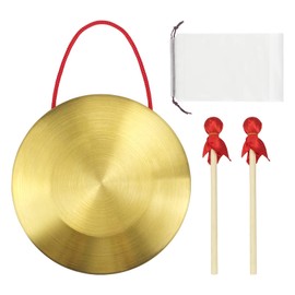 15 cm Brass Copper Hand Gong Cymbal Portable Brass Gong Brass Instruments with Round Hammer for Percussion Instruments Church Opera Orchestra (with Bag)