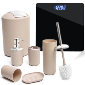 Moss & Stone Digital Body Weight Bathroom Scale Smart Scale Step-on Technology with Easy Read LCD, Up to 400 Pounds Perfect Digital Home Scale, Black Highly Accurate Scale Bundle With 6 pcs Bathroom A