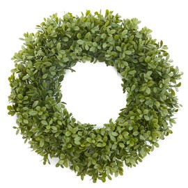 Sunvissh 18''-20'' Boxwood Wreath, Artificial Spring Wreaths for Front Door, Large Front Door Wreaths for All Seasons, Holiday Wedding Farmhouse Home Decor, St Patricks Day Wreath
